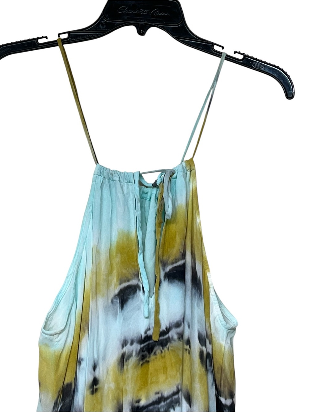 Young Fabulous & Broke Elie trapeze halter dress tie dye yellow black blue boho - Picture 7 of 13